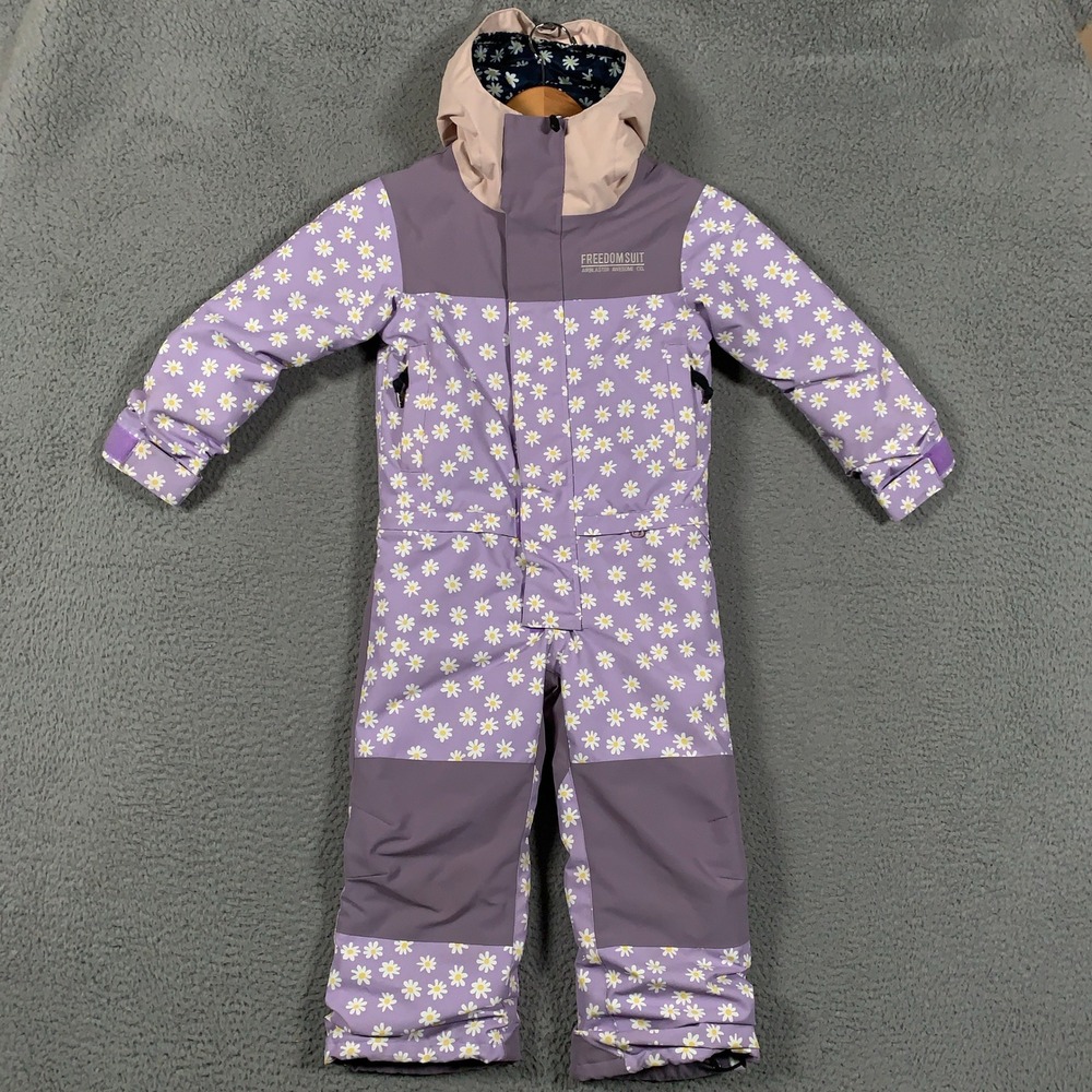 Airblaster Youth Freedom Suit Snow Suit XS Purple Daisy Floral One Piece Skiing